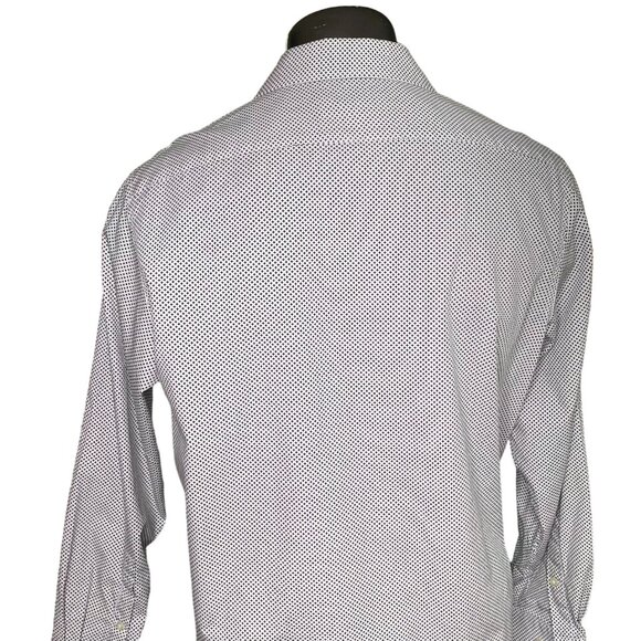 Mens Michael Kors Button Up Dress Shirt Tailored Fit Size L Blue c White Blue c - Picture 7 of 9